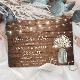 Gipskraut Mason Jar String Lights Hochzeit Save The Date