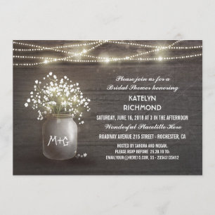 Gipskraut-Maurer-Glas beleuchtet Brautparty Einladung