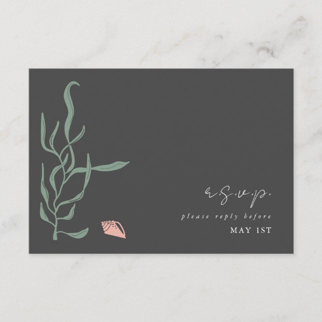 Gipskraut Monogram Wedding RSVP Begleitkarte (Vorderseite)