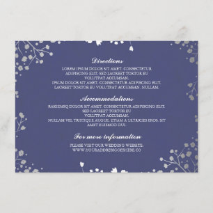 Gipskraut Navy Silver Wedding Details Begleitkarte