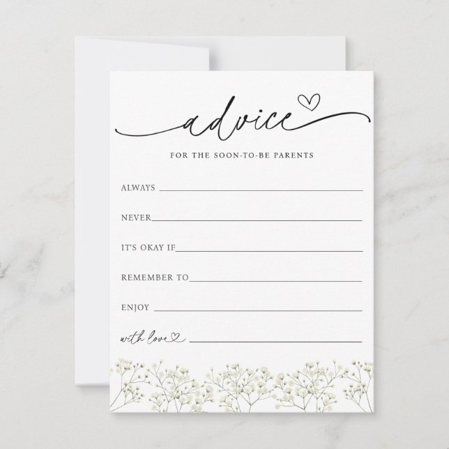 Gipskraut-Ratschläge für die Duschkarte der Eltern Einladung (Vorderseite)