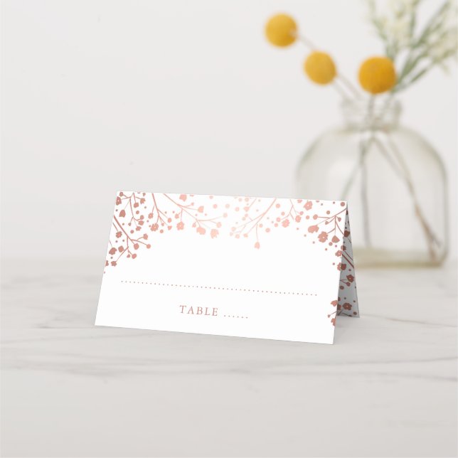 Gipskraut Rose Gold Foil Effekt Hochzeit Platzkarte (Vorderseite)