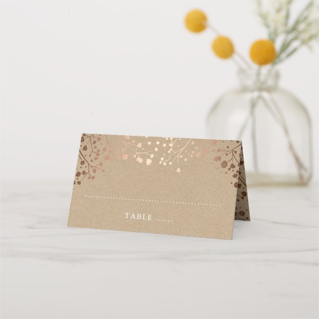 Gipskraut Rose Gold Foil Effekt Hochzeit Platzkarte (Vorderseite)