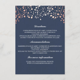 Gipskraut Rose Gold und Marinehochzeiten Details Begleitkarte