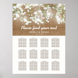 Gipskraut Rustic Burlap Hochzeitstabelle Poster