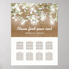 Gipskraut Rustic Burlap Hochzeitstabelle Poster