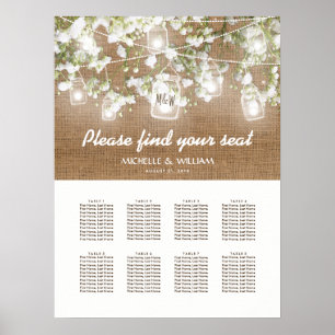Gipskraut Rustic Burlap Hochzeitstabelle Poster