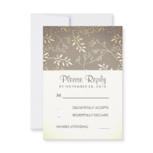 Gipskraut Rustic Gold Foil Wedding RSVP Karten