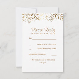 Gipskraut Rustic Gold White Wedding RSVP Karten