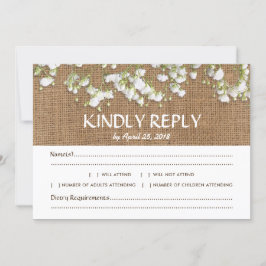 Gipskraut Rustic Wedding RSVP Menü Auswahl