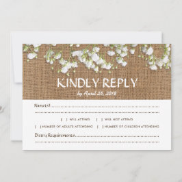 Gipskraut Rustic Wedding RSVP Menü Auswahl Karte