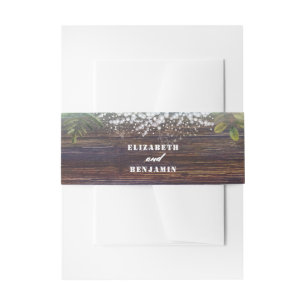Gipskraut Rustic Wood Barn Wedding Einladungsbanderole