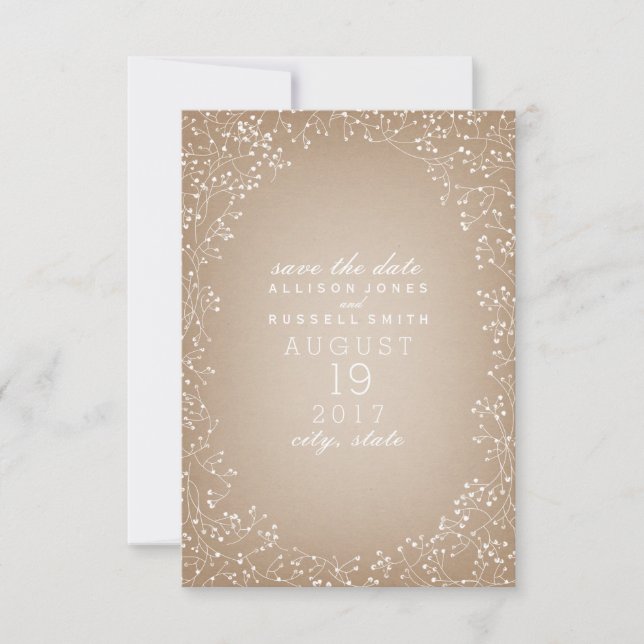 Gipskraut Save the Date Inspiriert (Vorderseite)