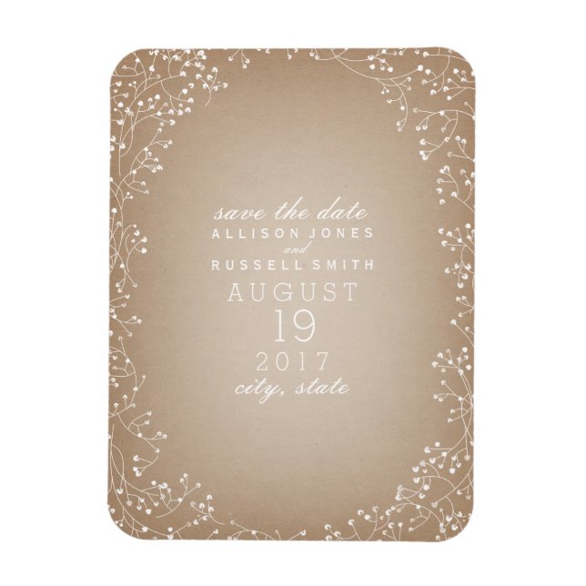 Gipskraut Save the Date Inspiriert Magnet (Vertikal)