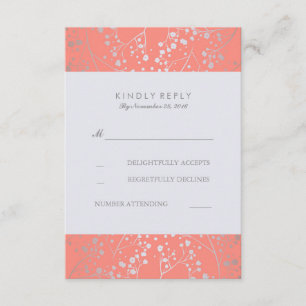 Gipskraut Silver Coral Wedding RSVP Cards