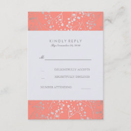 Gipskraut Silver Coral Wedding RSVP Cards Karte