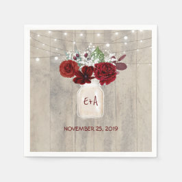 Gipskraut und Burgund Floral Mason Jar Rustikal Serviette