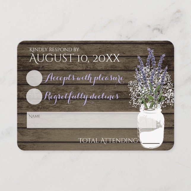 Gipskraut und Lavendel RSVP Karte (Vorderseite)