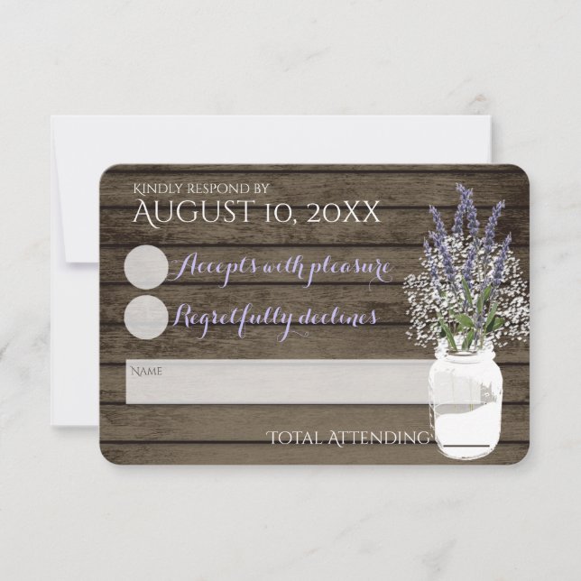 Gipskraut und Lavendel RSVP Karte (Vorderseite)