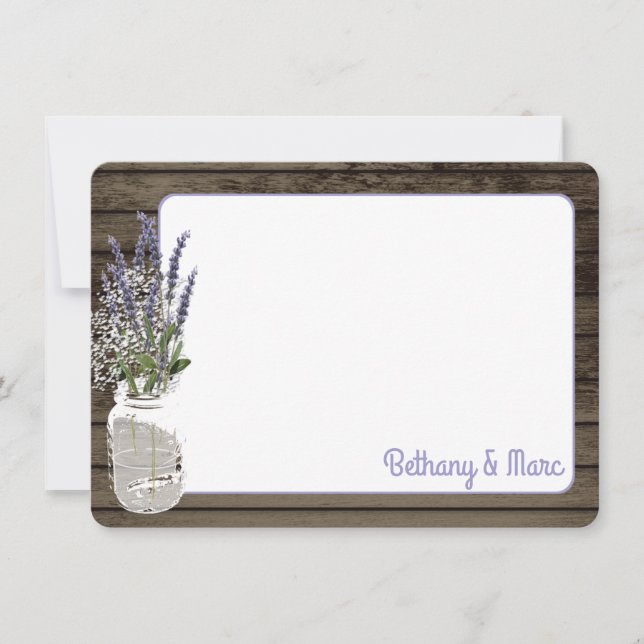 Gipskraut und Lavender Jar Vielen Dank Mitteilungskarte (Vorderseite)