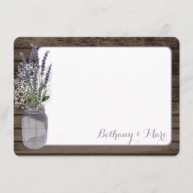 Gipskraut und Lavender Jar Vielen Dank Mitteilungskarte (Vorderseite)