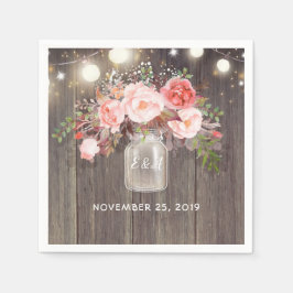 Gipskraut und Rosa Blumenmason Jar Rustikal Serviette