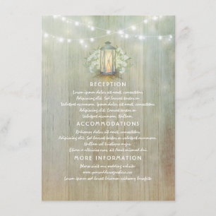 Gipskraut und Vintage Laternenhochzeiten Details Begleitkarte