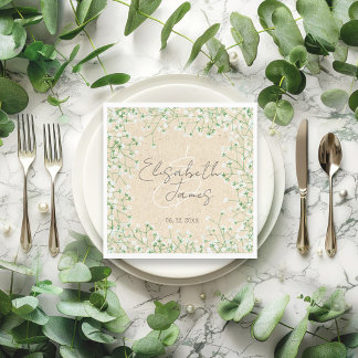 Gipskraut Watercolor Rustic Boho Chic Wedding Serviette