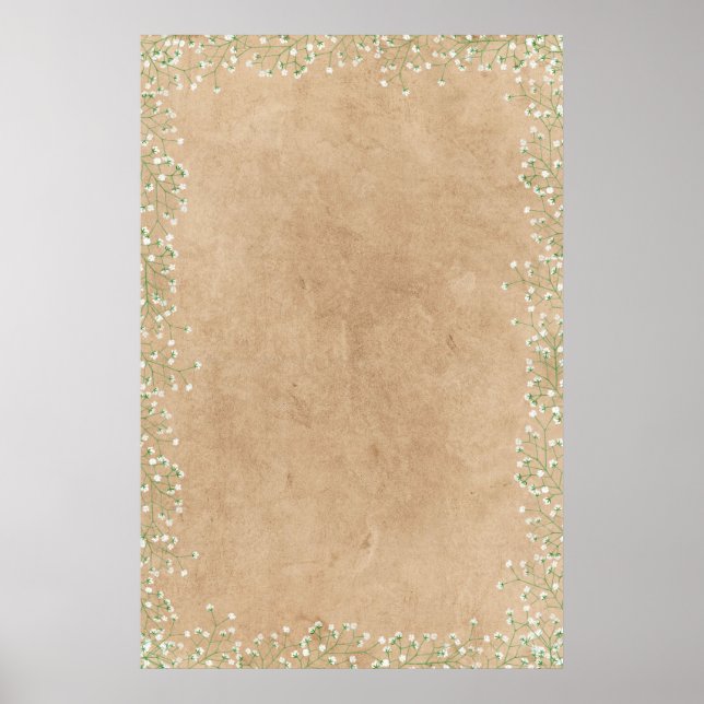 Gipskraut Wedding Boho Vorlage zum Personalisieren Poster (Vorne)
