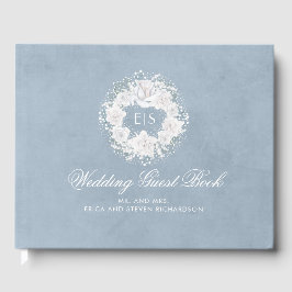Gipskraut White and Dusty Blue Wedding Gästebuch