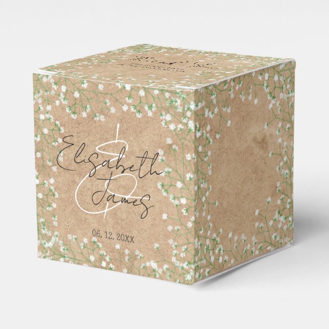 Gipskraut White Blume Rustic Boho Wedding Geschenkschachtel (Vorderseite)
