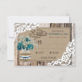 Gipskraut Wood Lace Rustic RSVP Card