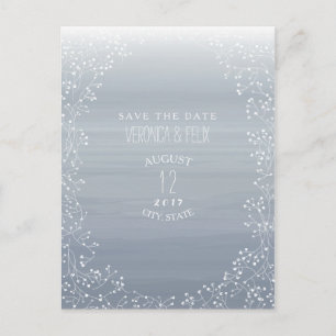 GipskrautChambrayWatercolor Save the Date Ankündigungspostkarte