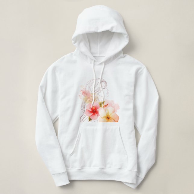Gir close her eyes whithe red flower hoodie (Design vorne)