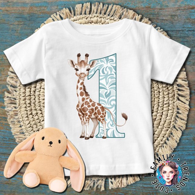 Giraffe 1. Geburtstag Baby T-shirt (Von Creator hochgeladen)