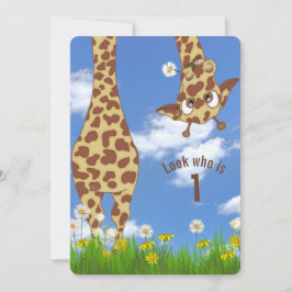 Giraffe 1. Geburtstags-Party Einladung