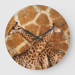 Giraffe 1A und Zahlenoptionen Große Wanduhr