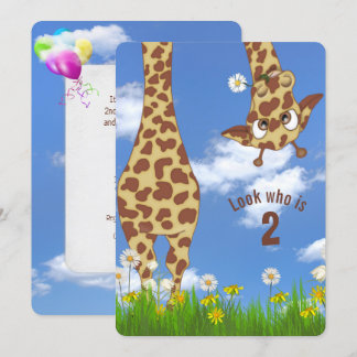 Giraffe 2. Geburtstags-Party Einladung