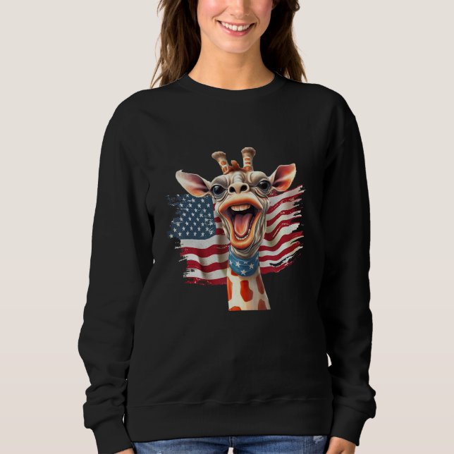 Giraffe 4th Of July Party  American Flag Patriotic Sweatshirt (Vorderseite)