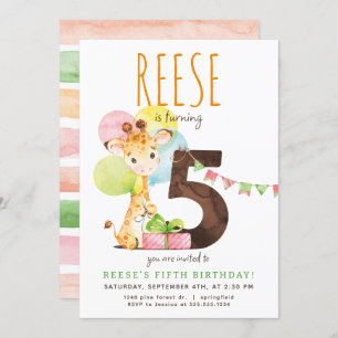 Giraffe 5. Geburtstagsparty Einladung