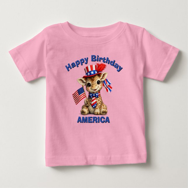 Giraffe (5 Uhr) Patriotisches Kinder-T-Shirt Baby T-shirt (Vorderseite)