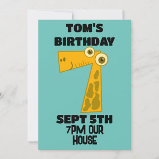 GIRAFFE 7. GEBURTSTAG EINLADUNG