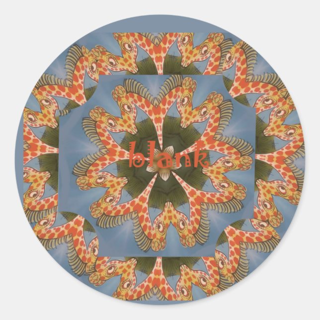 Giraffe Abstrakte Kunstdrucke Runder Aufkleber (Vorderseite)