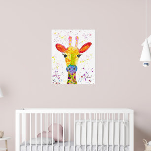 Giraffe Abstrakte Tiere Wild Niedliche Art Regenbo Poster