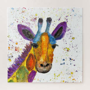 Giraffe Abstrakte Tiere Wild Niedliche Art Regenbo Puzzle