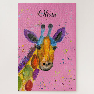 Giraffe Abstrakte Tiere Wild Niedliche Art Regenbo Puzzle