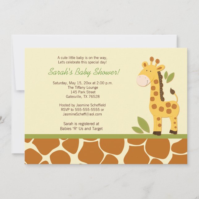 Giraffe Adventure 12x18 Baby Shower Einladung (Vorderseite)