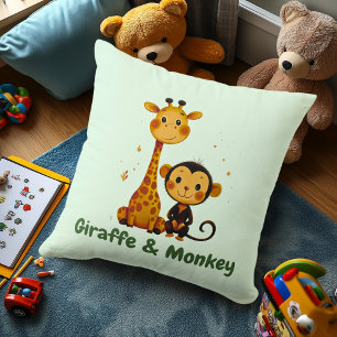 Giraffe & Affe Dschungelfreunde-Deko für Kinder Kissen