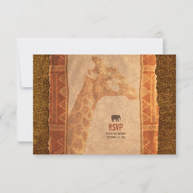 Giraffe African Safari Wedding RSVP Replik Card Karte (Vorderseite)
