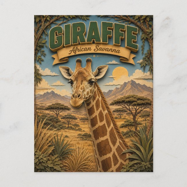 Giraffe Afrikanische Savanne POPCUT Postkarte (Vorderseite)